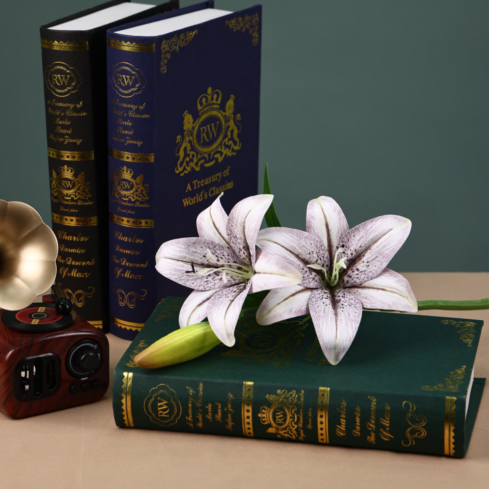 Tige unique de lys artificiel, 3 fleurs, 41 cm, décoration intérieure et événements