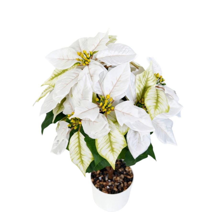 Fleur artificielle de Poinsettia, bouquet de 52 cm, tissu polyester, décoration de Noël, mariage et intérieur