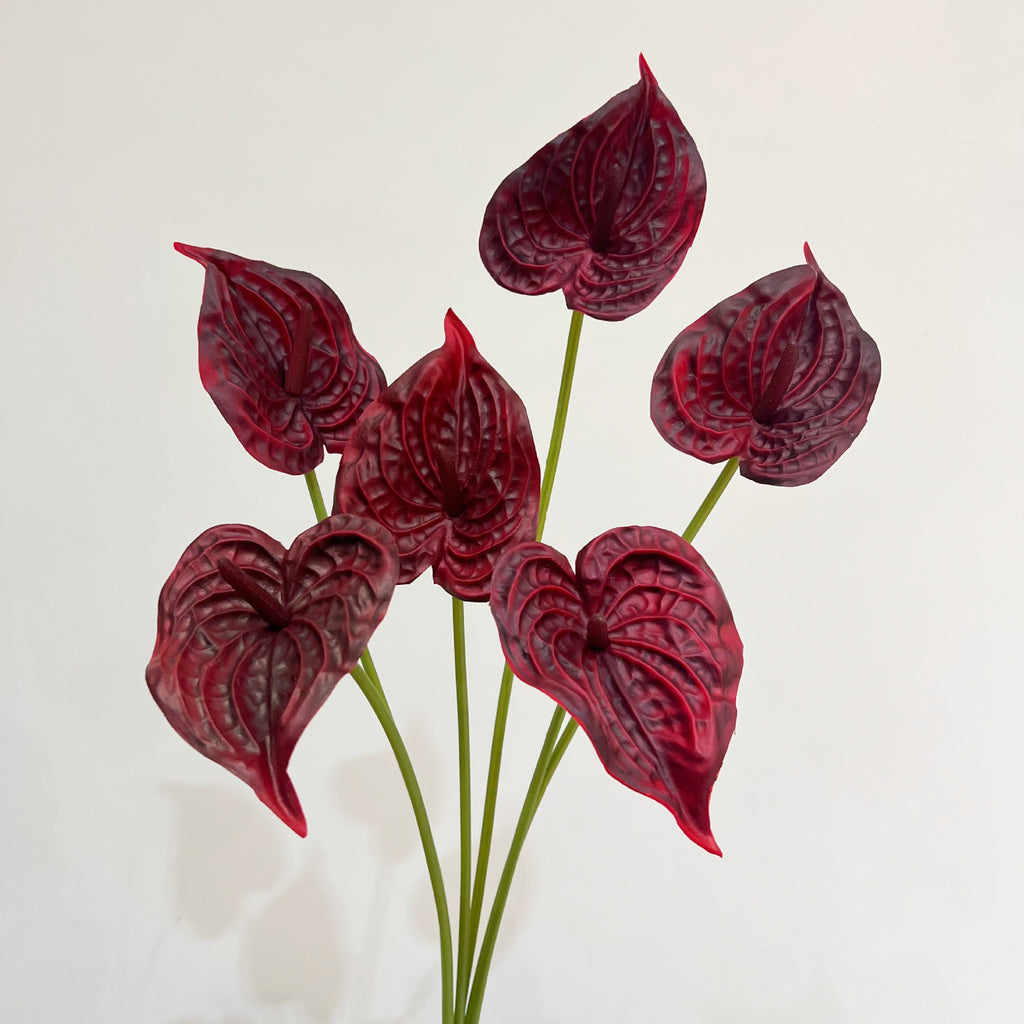 Fleur artificielle en PU, Anthurium rouge, tige unique, 56 cm, idéal pour mariages et décoration intérieure