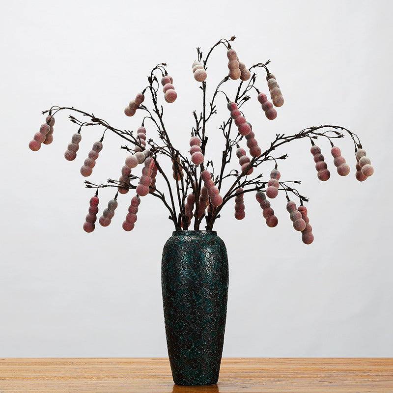 Décoration rustique en mousse, branche de fruits de calebasse suspendue, 76 cm, idéale pour intérieur et vitrines