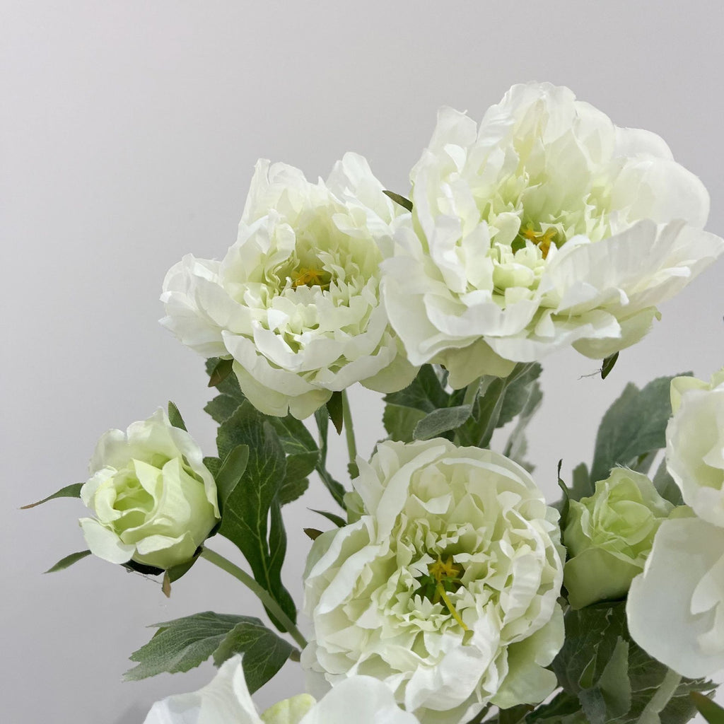 Tige unique de pivoine artificielle en tissu soyeux, 50 cm avec 3 fleurs, décoration intérieure élégante