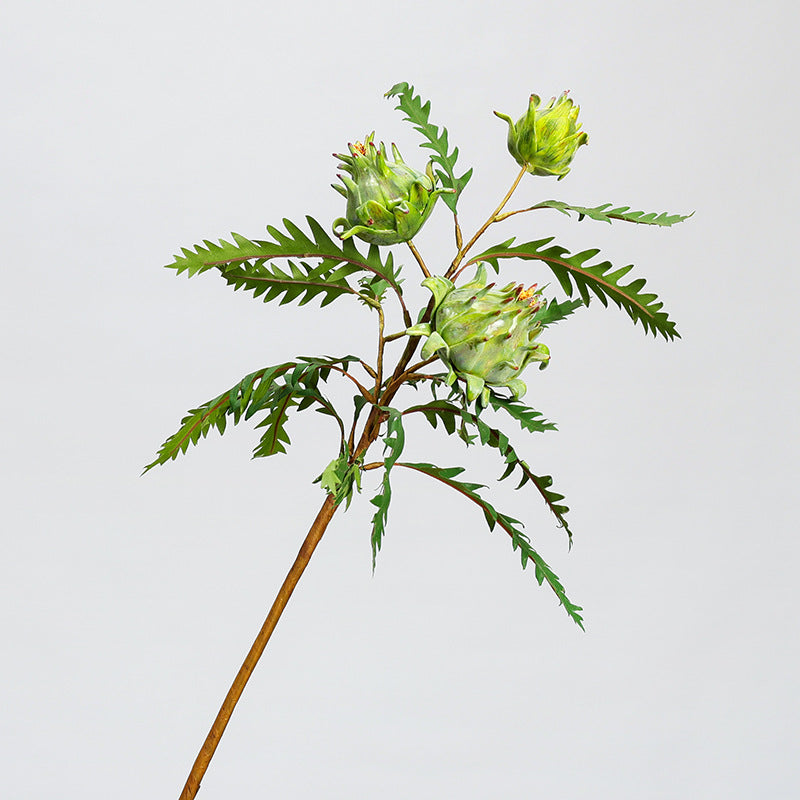 Tige unique de plante artificielle tropicale, Cynara scolymus (Artichaut), 100 cm, décoration intérieure élégante