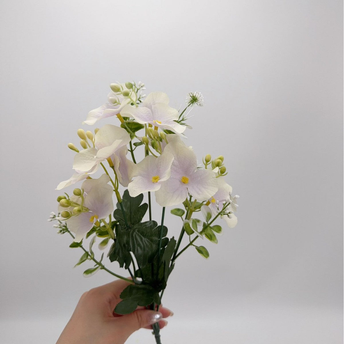 Bouquet de fleurs artificielles en hydrangea, 36 cm, tissu soyeux, multicolore, pour décoration intérieure et événements