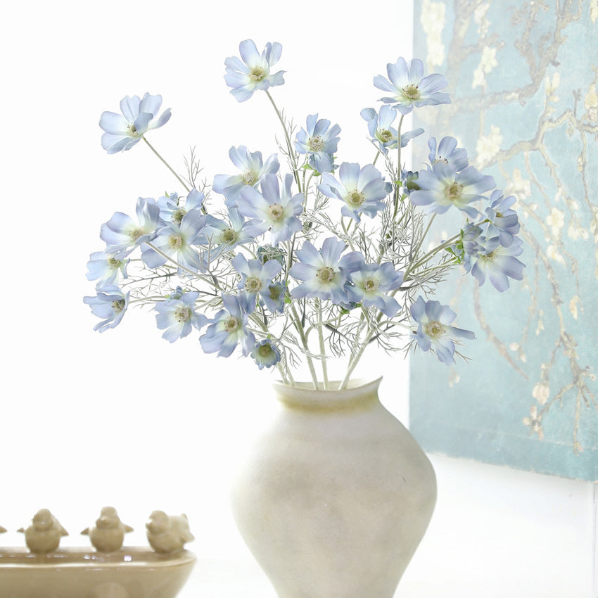Fleurs artificielles Cosmos, bouquet de 6 tiges en soie polyester, 60 cm, décoration intérieure élégante