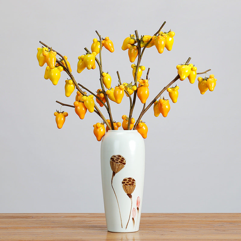 Tige unique de fruits décoratifs, 10 fruits miniatures, style champêtre, 66 cm, idéal pour décoration intérieure