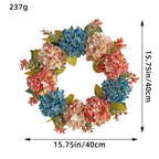 Guirlande de fleurs d'hortensias bleus et roses artificiels, 40 cm, décoration intérieure, mariage, événements, style moderne et champêtre
