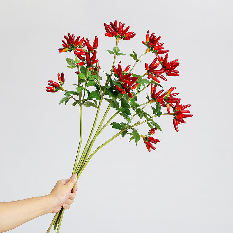 Branche artificielle de piments décoratifs, 69 cm, 32 fruits, intérieur