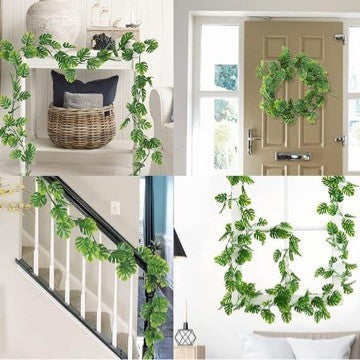 Plante artificielle suspendue Monstera deliciosa 180 cm, décoration murale élégante, intérieur/extérieur, sans entretien - idéal mariage, boutique, terrasse