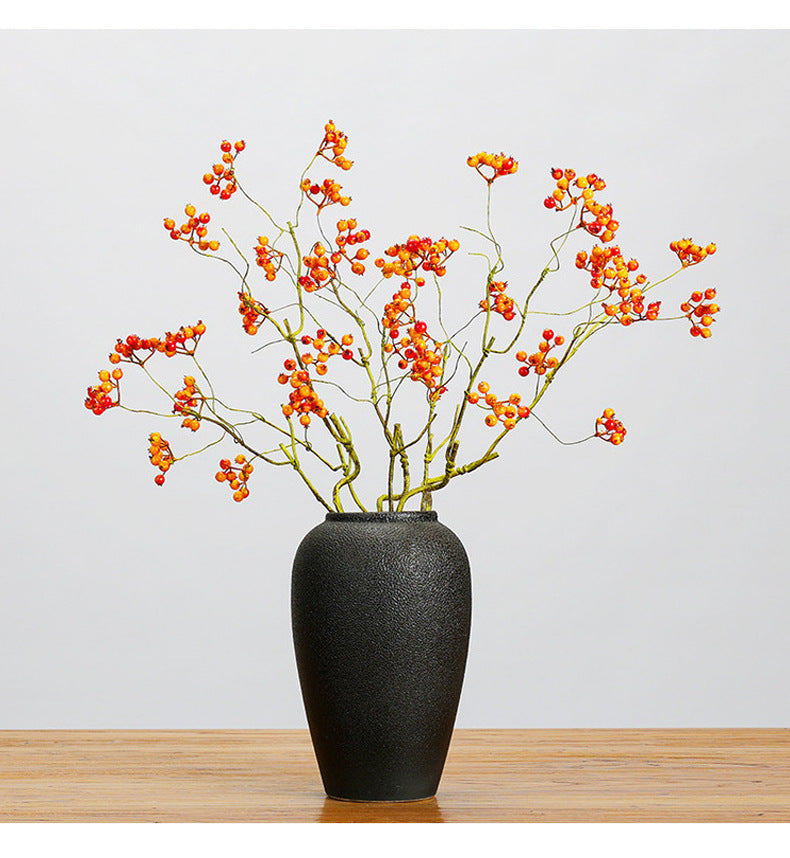 Branche de baies artificielles, 9 baies rouges et houx, décoration intérieure élégante, 70 cm