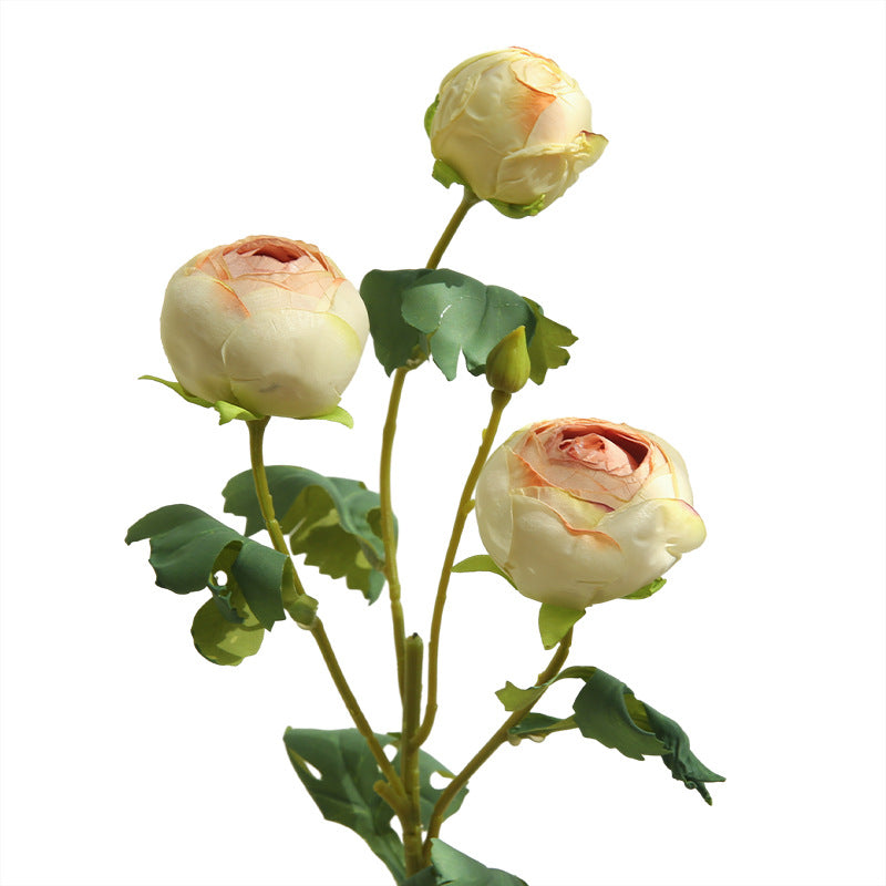 Fleurs artificielles en polyester, rosier thé à 3 têtes, 52 cm, pour décoration intérieure