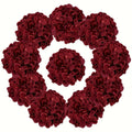 Tête de fleur d'hortensia artificiel en tissu soyeux, 28 cm, couleur bordeaux, pour décoration intérieure et mariage