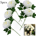 Fleur artificielle en tissu soyeux, chrysanthème simple tige, 34 cm, décoration intérieure et extérieure