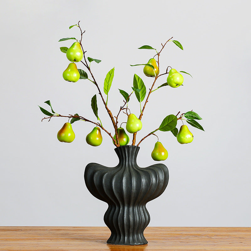 Branche décorative en mousse avec poires en faux fruits, 98 cm, décoration d'intérieur élégante, pour maison, hôtel ou mariage