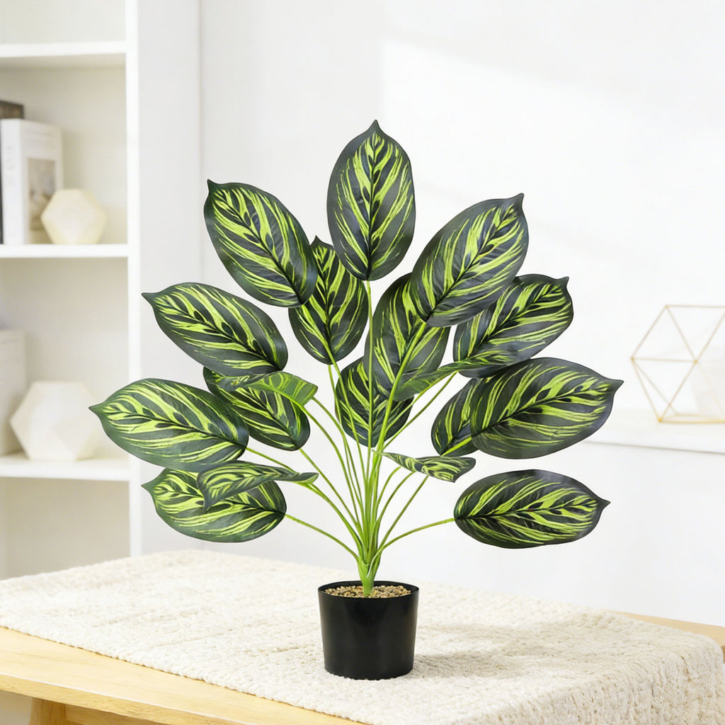 Plante artificielle en pot, feuilles de Caladium, 43 cm, décoration intérieure élégante