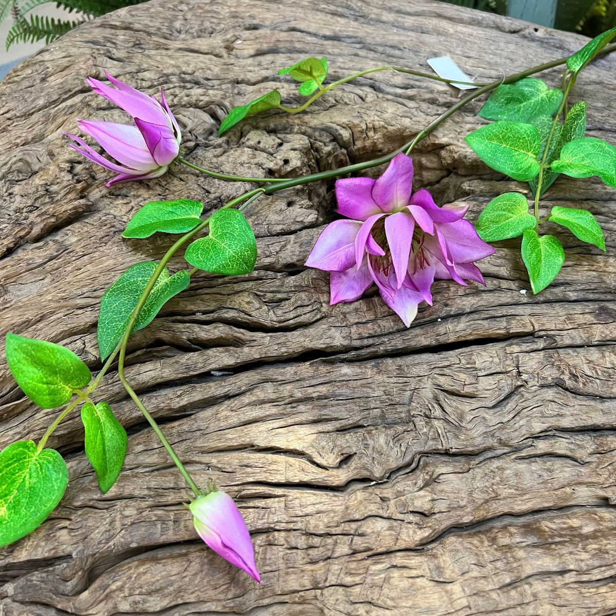 Fleur artificielle Clématite, tige unique avec 3 fleurs, 90 cm, décoration intérieure élégante, style champêtre, pour maison, hôtel ou événement