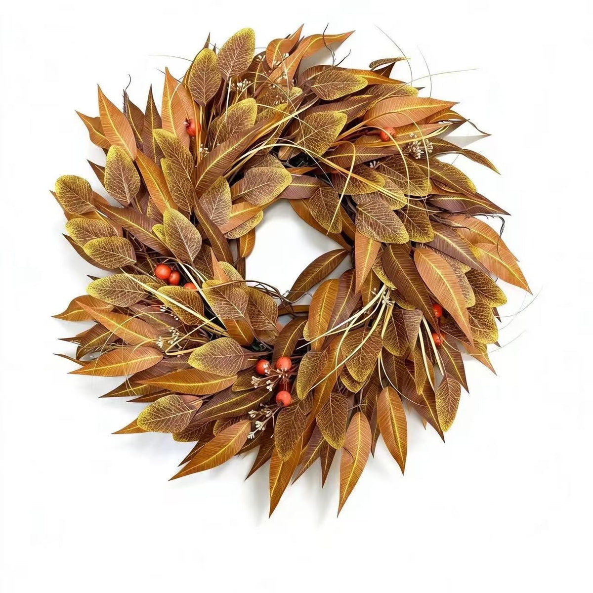 Couronne d'eucalyptus et baies d'automne, 45 cm, décoration murale ou porte, intérieur/extérieur