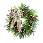 Couronne de Noël en pommes de pin et clochettes, décoration de porte campagne, 45 cm, style rustique élégant