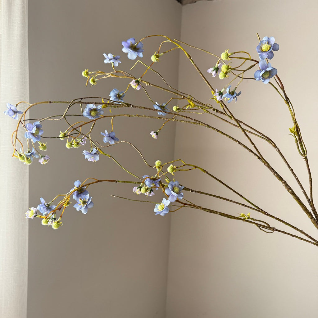 Fleur artificielle de Delphinium et Spirée de perles, 132 cm, tige unique, soie, jaune/bleu/blanc, décoration intérieure/extérieure, mariage, événements