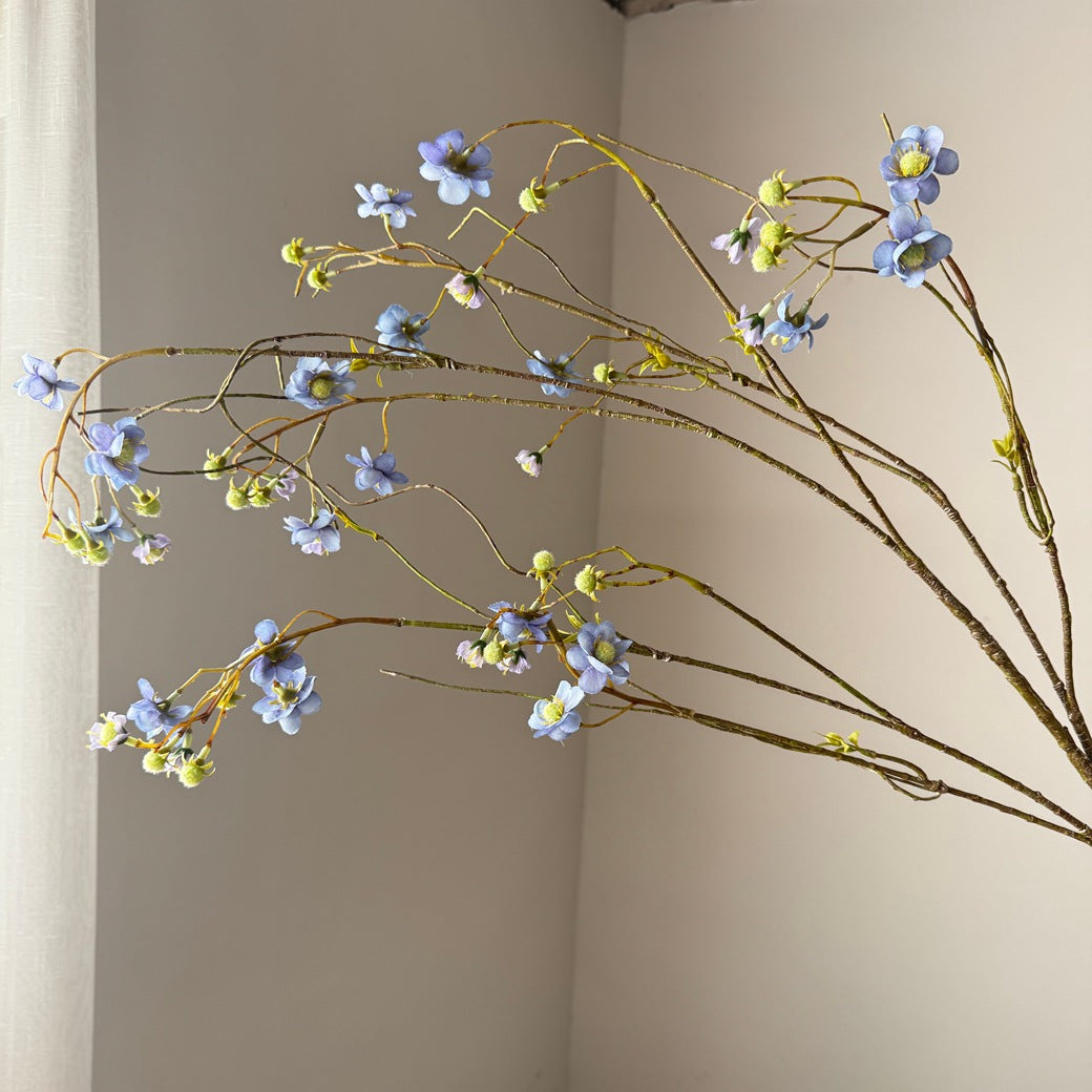 Fleur artificielle de Delphinium et Spirée de perles, 132 cm, tige unique, soie, jaune/bleu/blanc, décoration intérieure/extérieure, mariage, événements