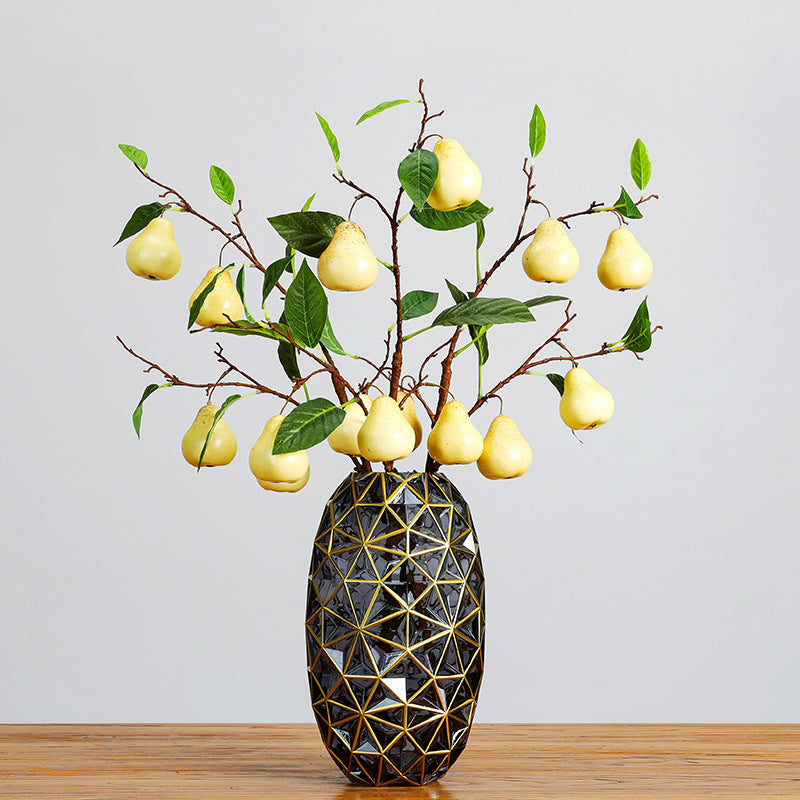 Branche décorative en mousse avec poires en faux fruits, 98 cm, décoration d'intérieur élégante, pour maison, hôtel ou mariage