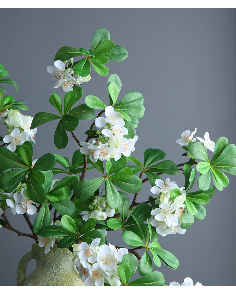 Fleur artificielle Pittosporum, tige unique avec 15 fleurs, 78 cm, tissu soyeux, décoration intérieure