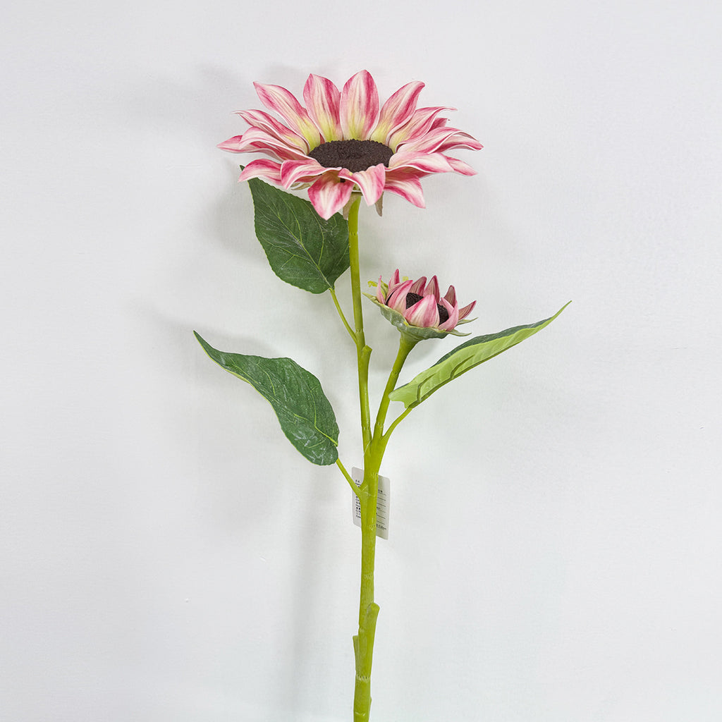 Tournesol Artificiel, Tige Unique avec 2 Fleurs, 116 cm, Décoration Élégante pour Mariage et Intérieur