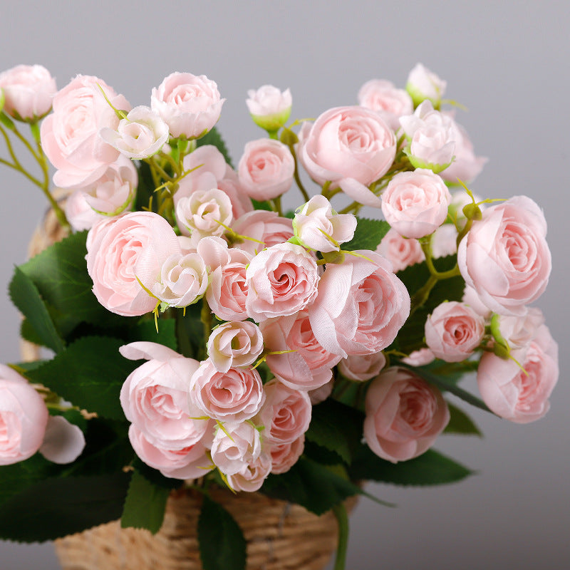 Fausse fleur de camélia, 12 fleurs, 46 cm, tissu soyeux, décoration intérieure, mariage, événements