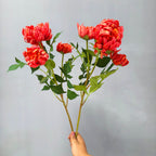 Fleur artificielle Dahlia Chrysanthème, tige unique avec 3 fleurs, 68 cm, décoration intérieure élégante