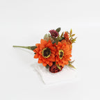 Bouquet artificiel 32 cm – Pivoines, Marguerites, Tournesols, 8 fleurs, décoration intérieur/extérieur, mariage, événement