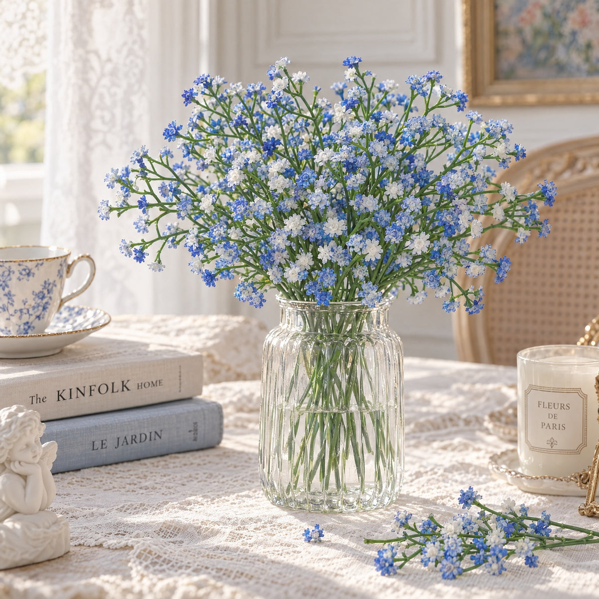10 tiges de gypsophile artificielle, 27 cm, idéales pour mariages et décoration intérieure