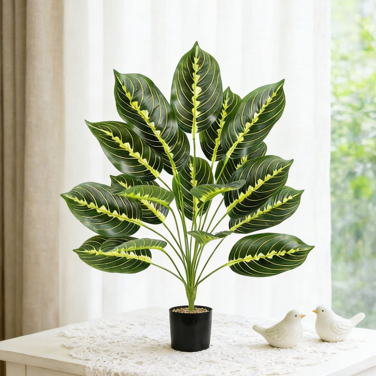 Plante artificielle Maranta, 43 cm, décoration intérieure élégante pour maison, bureau ou événements