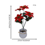 Fleur artificielle en soie polyester Poinsettia de Noël, bouquet de 5 fleurs, 36,5 cm, décoration de mariage, hôtel et maison