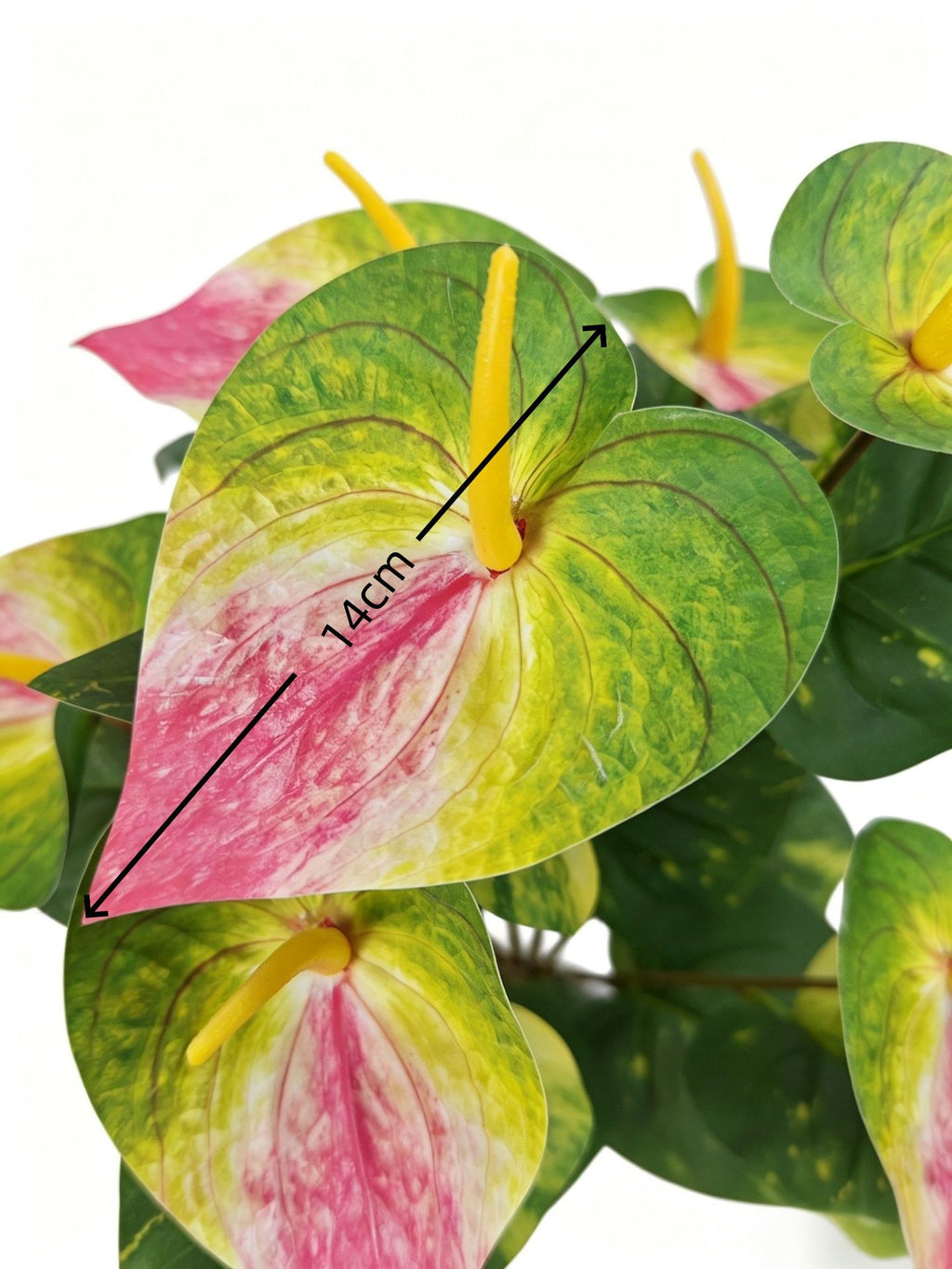 Plante artificielle Anthurium rouge, 57 cm, idéale pour décoration intérieure, mariages et espaces commerciaux