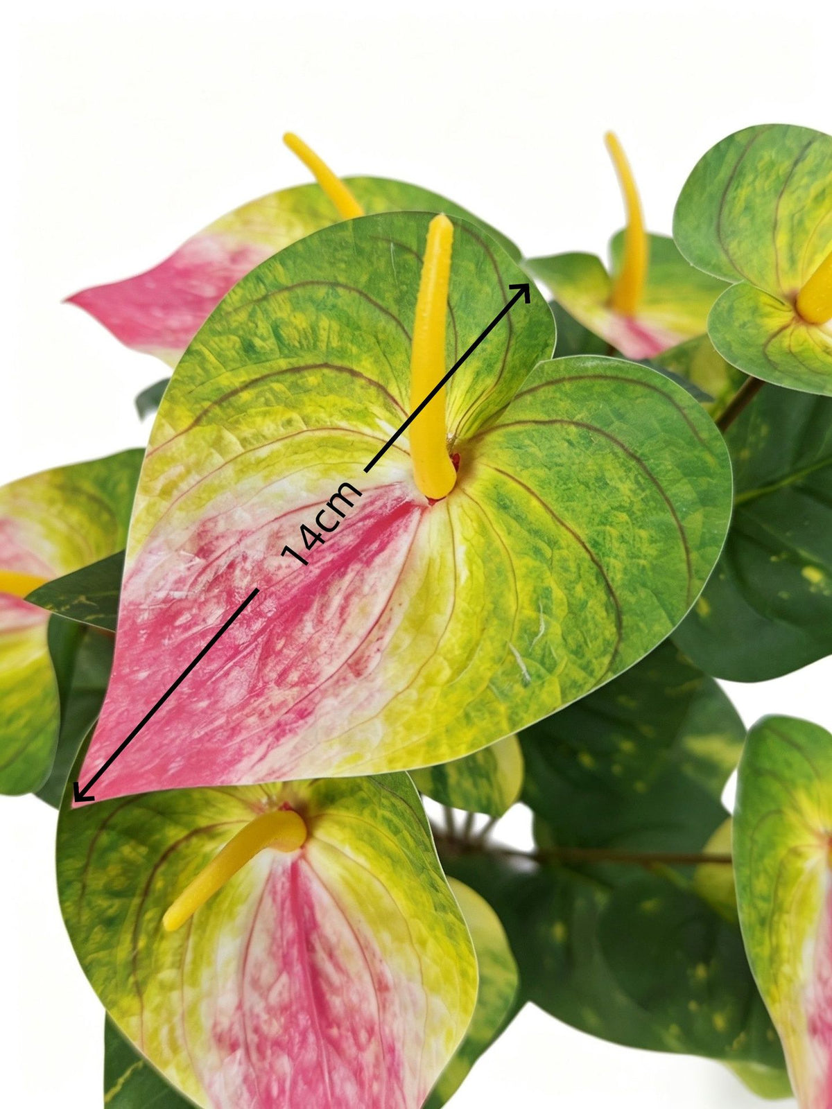 Plante artificielle Anthurium rouge, 57 cm, idéale pour décoration intérieure, mariages et espaces commerciaux