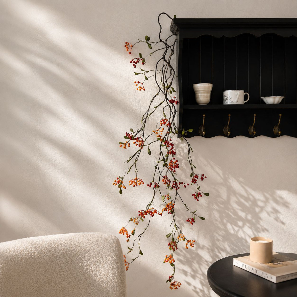 Guirlande de vigne artificielle en mousse, 130 cm, décoration murale élégante pour intérieur