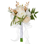 Bouquet de roses artificielles, 7 fleurs, 29 cm, idéal pour mariages et décoration intérieure