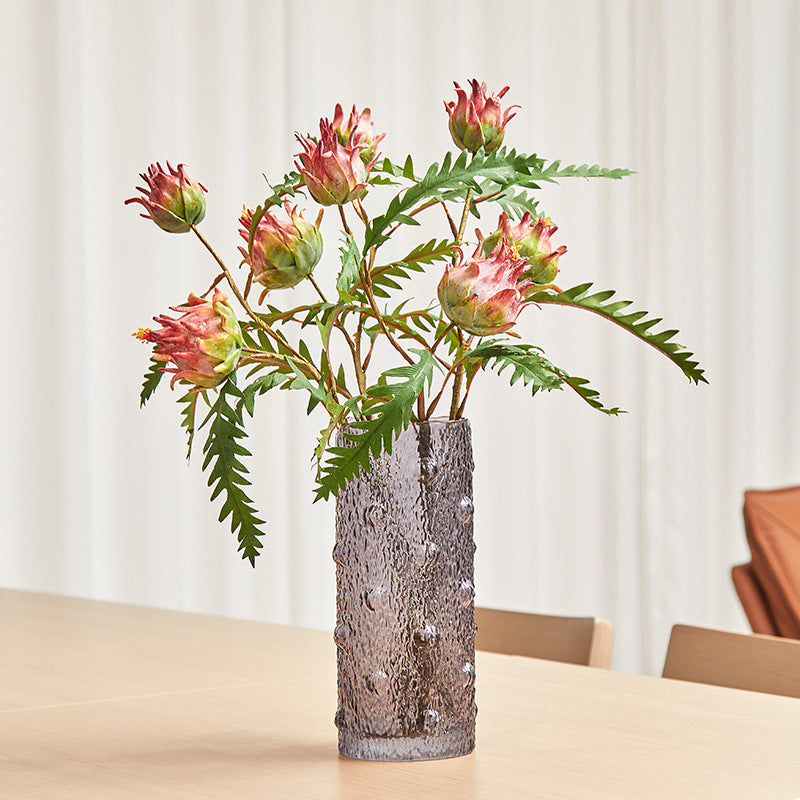 Fleur artificielle de Chardon-Marie à deux têtes, longueur 30 cm, décoration intérieure, style rustique et tropical
