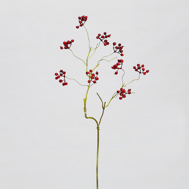 Branche de baies artificielles, 9 baies rouges et houx, décoration intérieure élégante, 70 cm