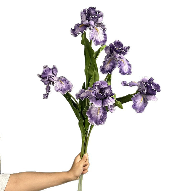 Fleur artificielle Iris en PU, tige unique de 64 cm, décoration élégante pour mariage, maison et extérieur