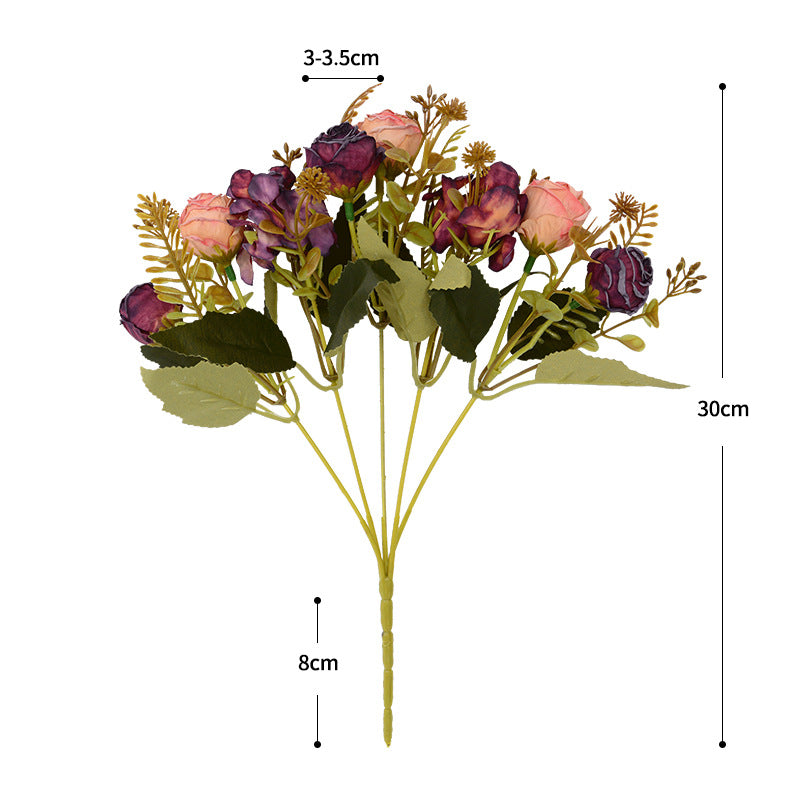 Bouquet de Roses Artificielles en Soie Polyester, 6 Fleurs, 30 cm, Décoration de Mariage et Maison