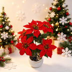 Fleur artificielle en soie polyester Poinsettia de Noël, bouquet de 5 fleurs, 36,5 cm, décoration de mariage, hôtel et maison