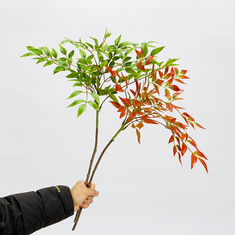 Branche de Nandina Simulée, 110 cm, Tissu Velours, Décoration Intérieure Élégante