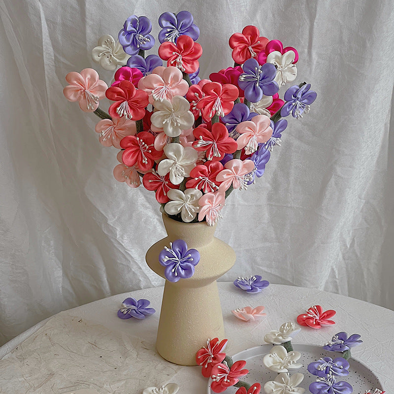 Bouquet de fleurs artificielles en polyester, fleurs de prunier, 30 cm, 10 tiges, décor d'intérieur