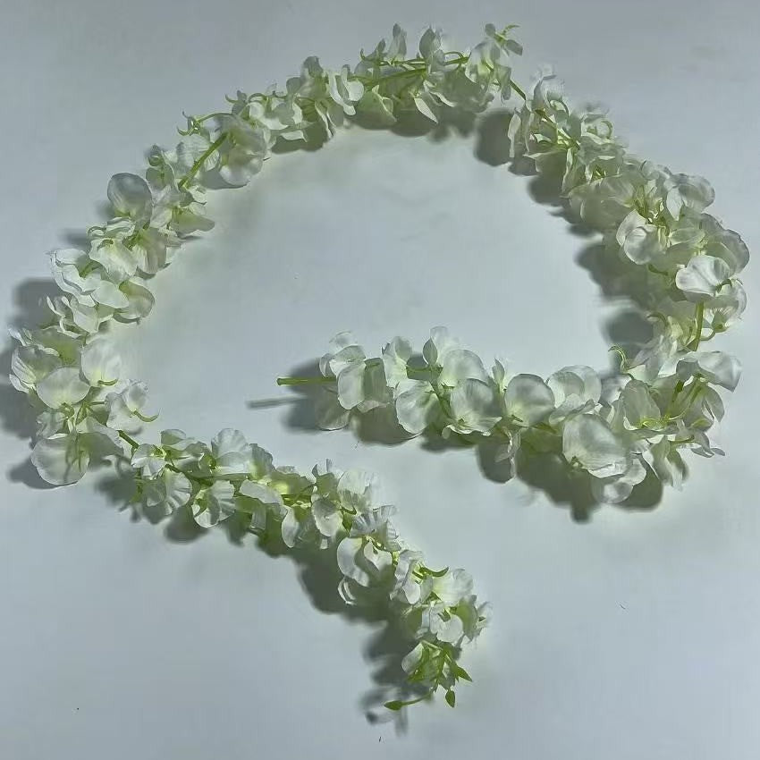 Guirlande de glycine artificielle en tissu soyeux, 150 cm de long, 168 fleurs, pour mariage, décoration intérieure et extérieure