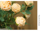 Rose artificielle à bord frisé, tige unique avec 3 fleurs, 57 cm, tissu polyester, décoration intérieure