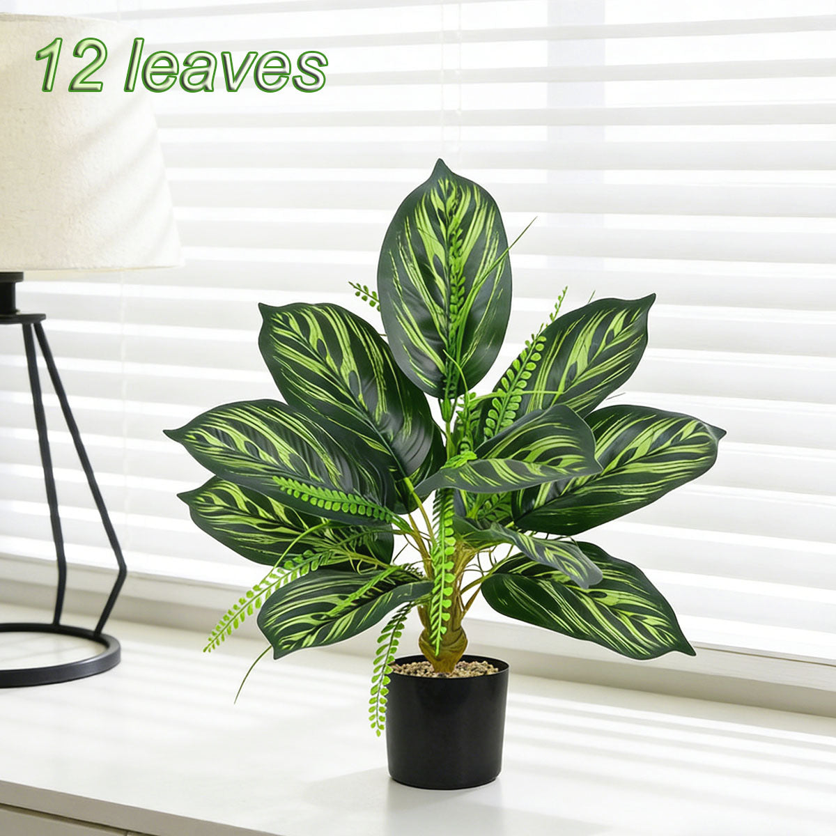 Plante artificielle en pot, feuilles de Caladium, 43 cm, décoration intérieure élégante