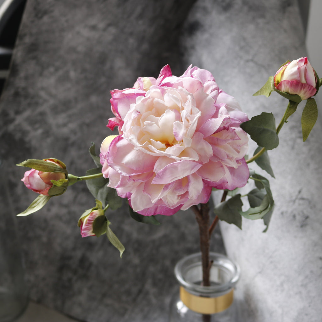 Magnifique pivoine artificielle en soie, bouquet élégant de 62 cm pour mariage, décoration de table et intérieur, style bohème chic
