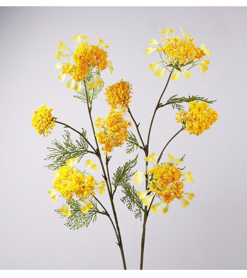Branche unique de fleurs artificielles pissenlit et perles de neige, 96 cm, tissu soyeux, idéal pour mariages et décoration intérieure