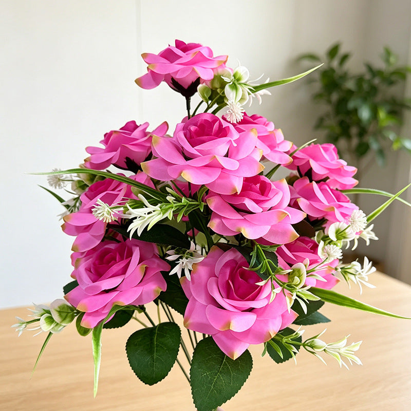Bouquet de 18 roses artificielles réalistes 40 cm, décoration élégante pour mariage, maison, extérieur, commerce