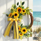 Guirlande de tournesols artificiels 45 cm, décoration automnale pour porte, mariage, fête, intérieur et extérieur